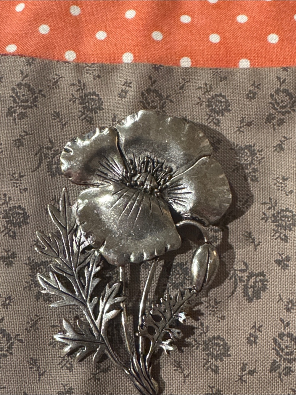 Silver Plated Pewter Poppy Flower